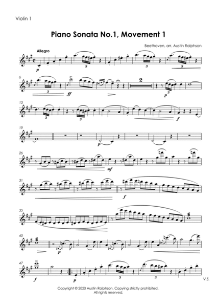 Beethoven Piano Sonata No.1 (Opus 2, No.1) 1st Movement - string quartet image number null