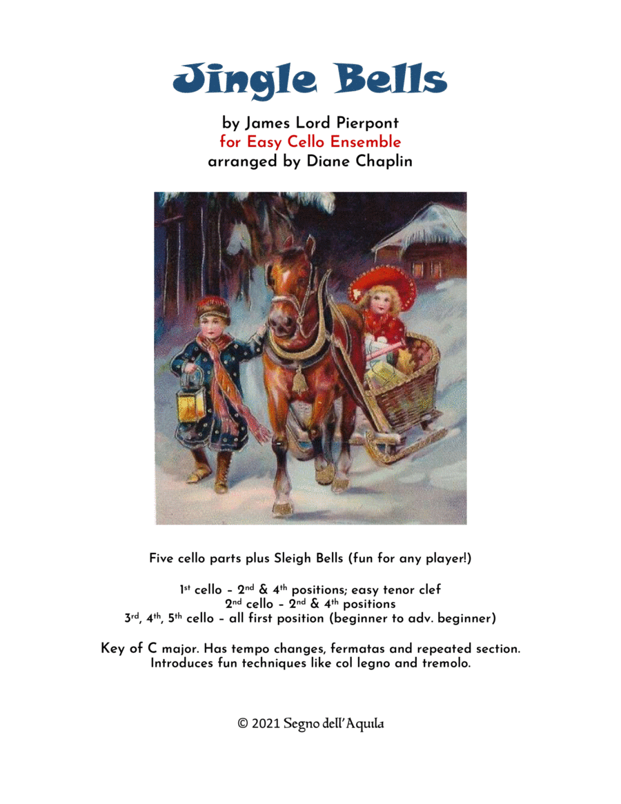 Jingle Bells for Cello Ensemble String Quintet scores gallery preview page 1