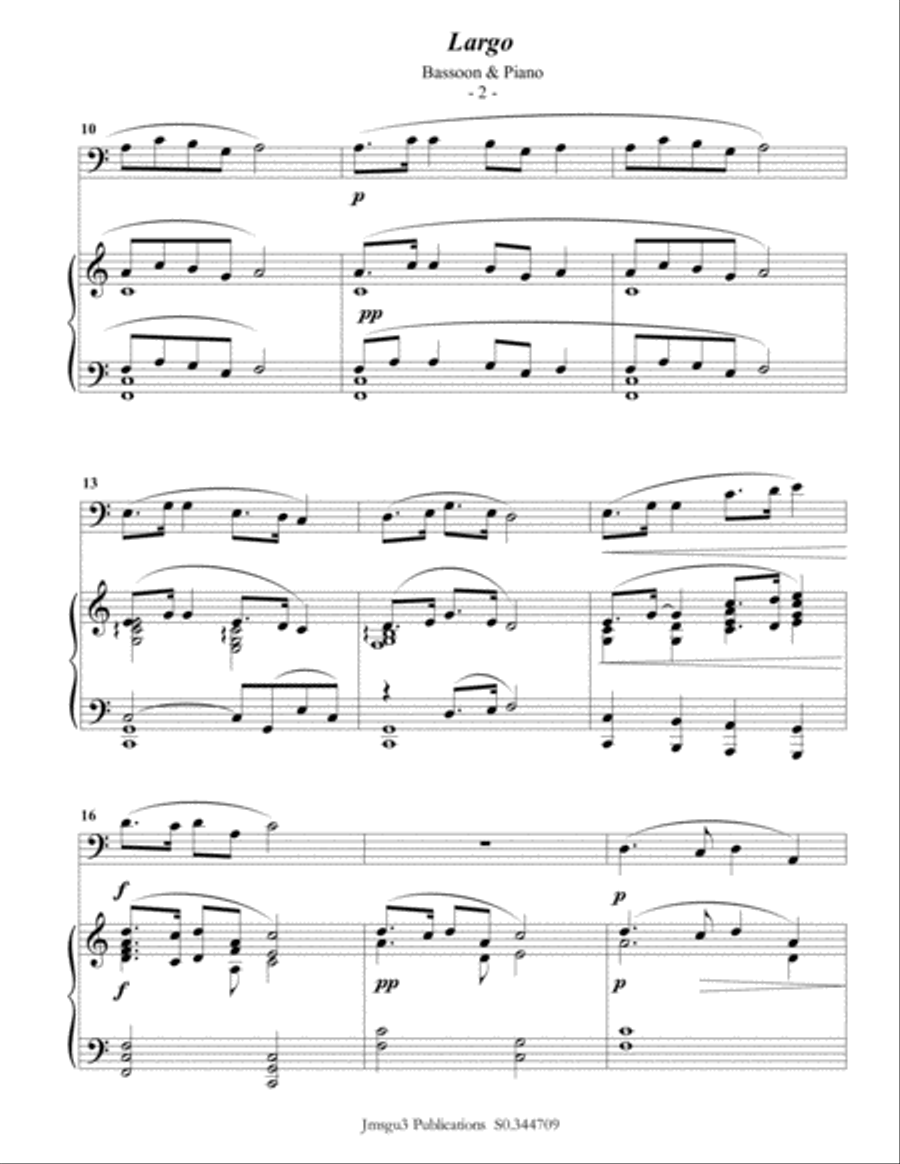 Dvořák: Largo from the New World Symphony for Bassoon & Piano Woodwind Duet scores gallery preview page 2