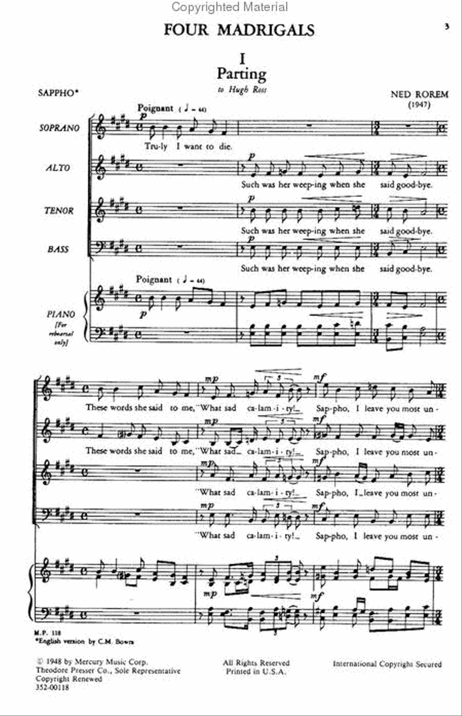 Four Madrigals 4-Part scores gallery preview page 2