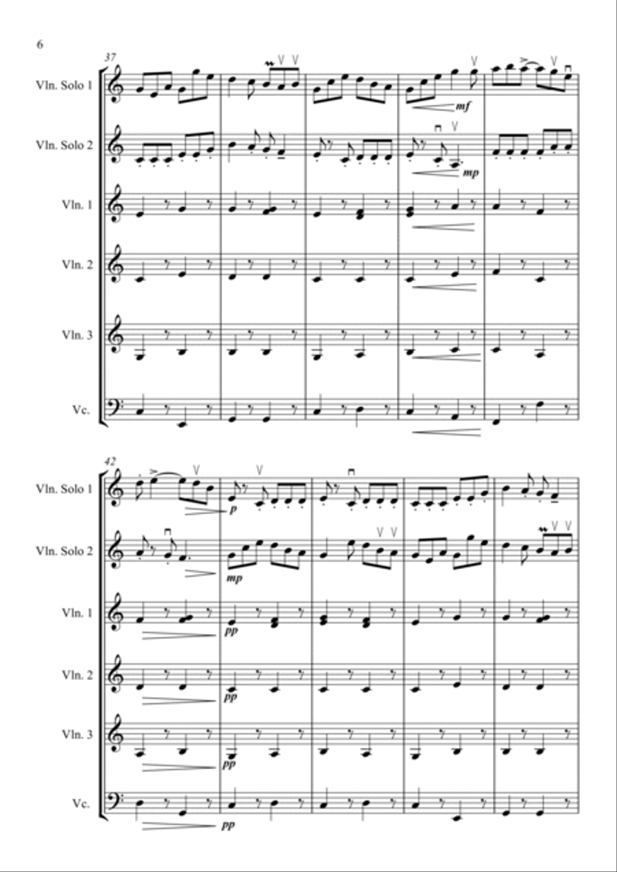 Concertino For Two Solo Violins and Strings (School Arrangement) Chamber Music scores gallery preview page 6