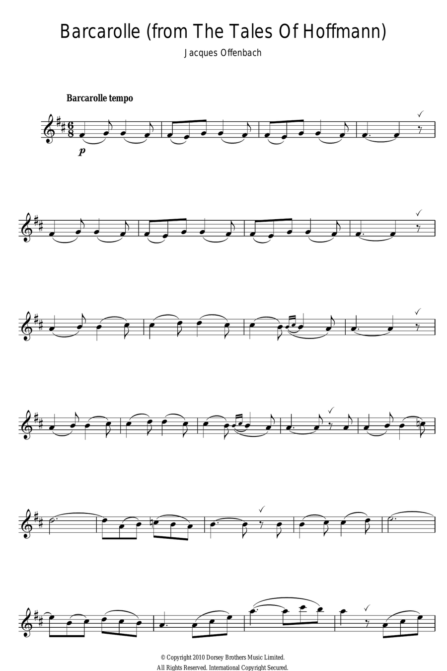 Barcarolle (from The Tales Of Hoffmann) Flute Solo scores gallery preview page 1