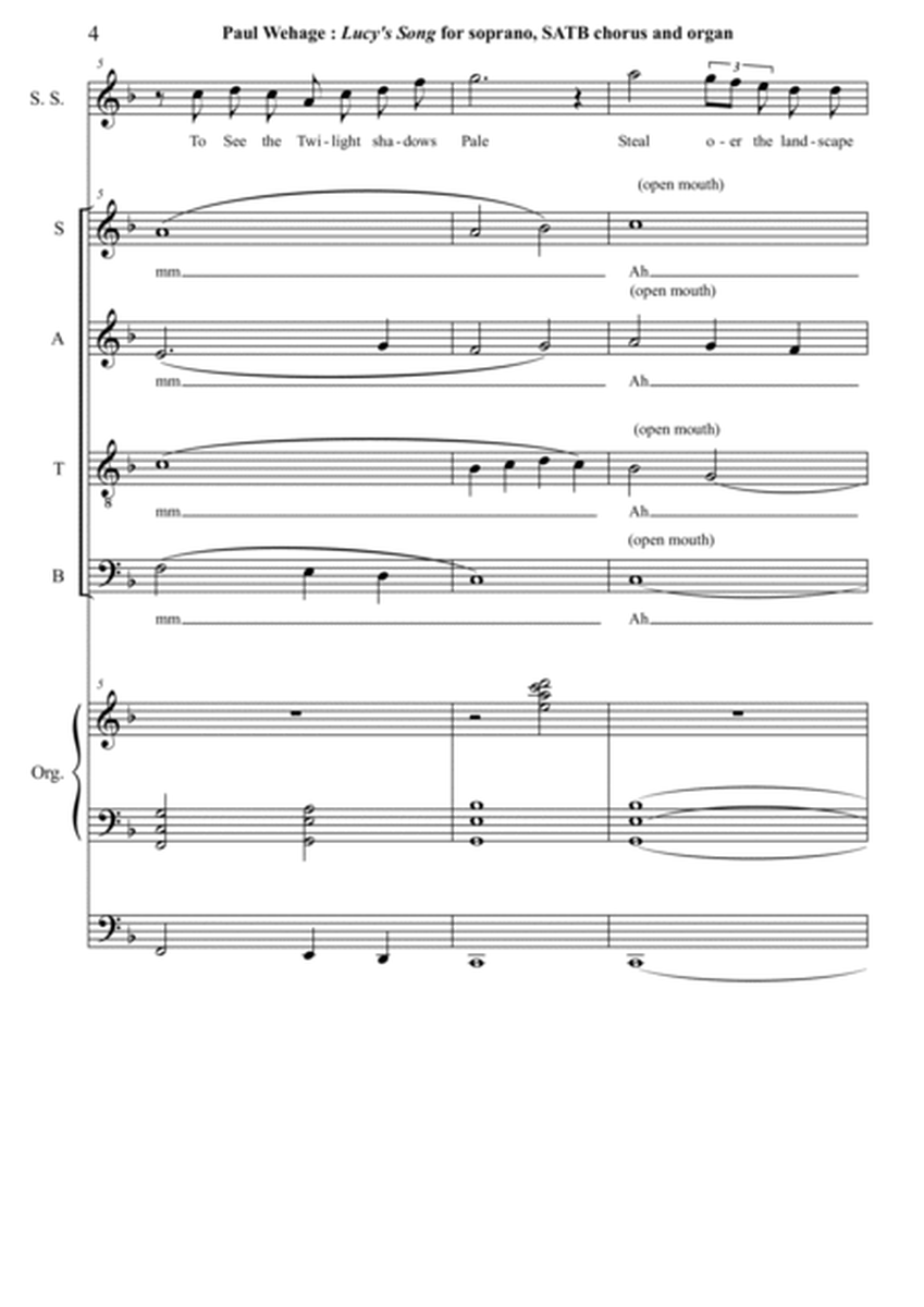 Lucy's Song for soprano solo, SATB chorus and organ