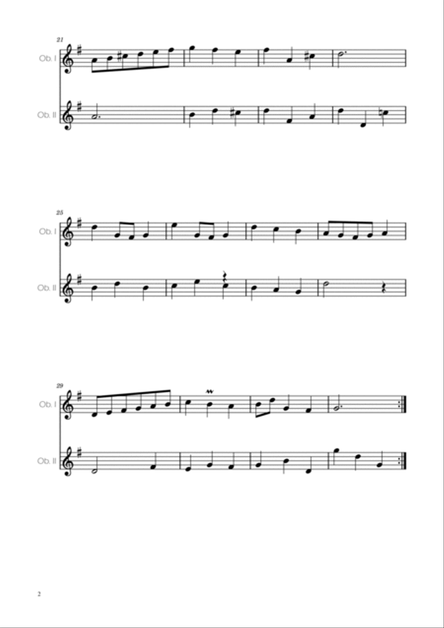 Minuet in G major BWV Anh. 114 - Bach - Oboe Duet Woodwind Duet scores gallery preview page 2