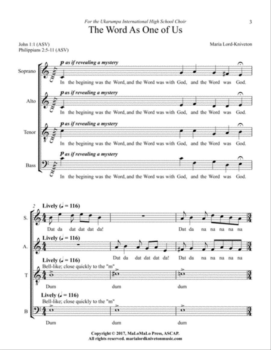 The Word As One of Us 4-Part scores gallery preview page 3