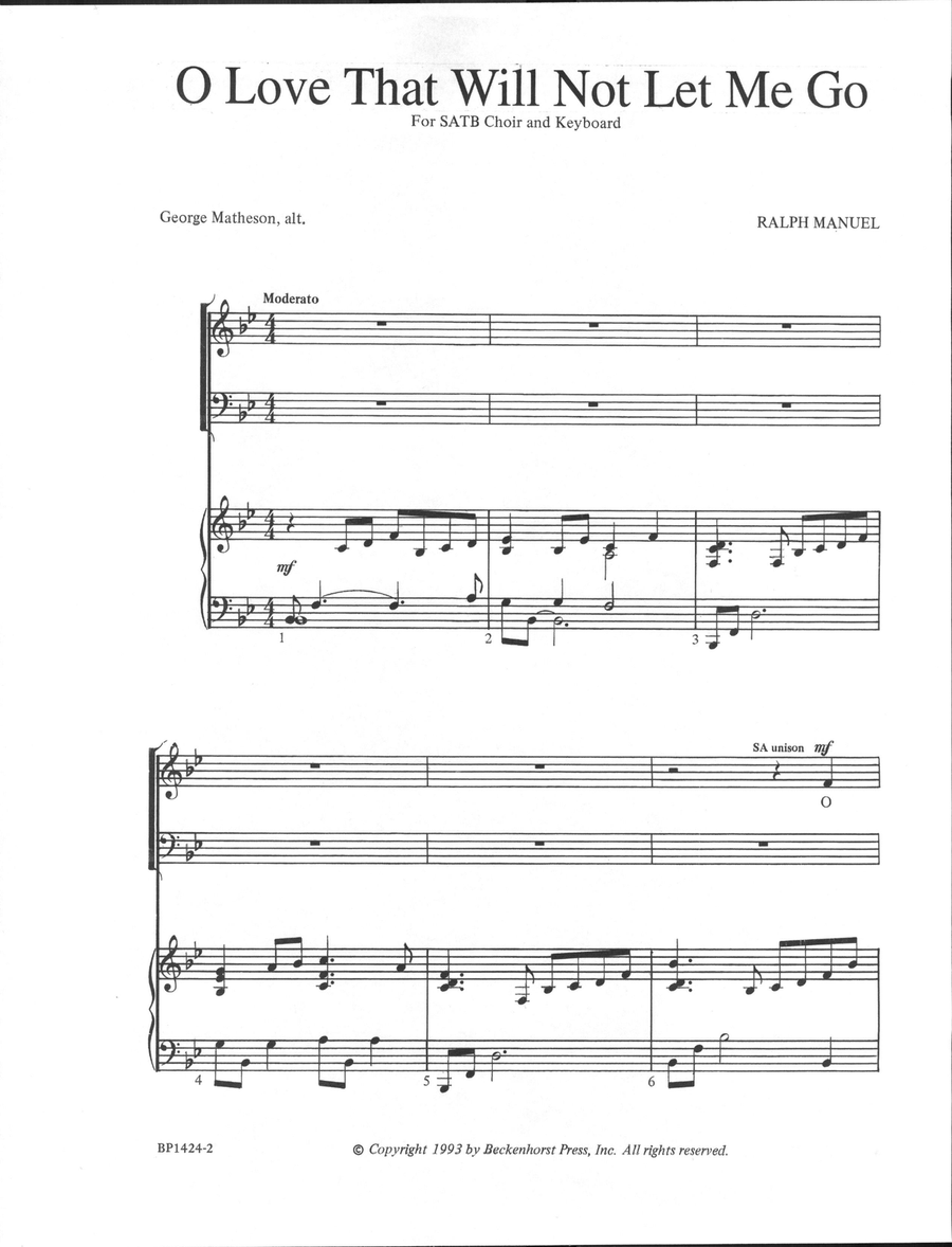 O Love That Will Not Let Me Go - Manuel 4-Part scores gallery preview page 2