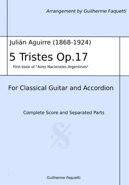 Julián Aguirre - 5 Tristes Op.17. Arrangement for Classical Guitar and Accordion image number null