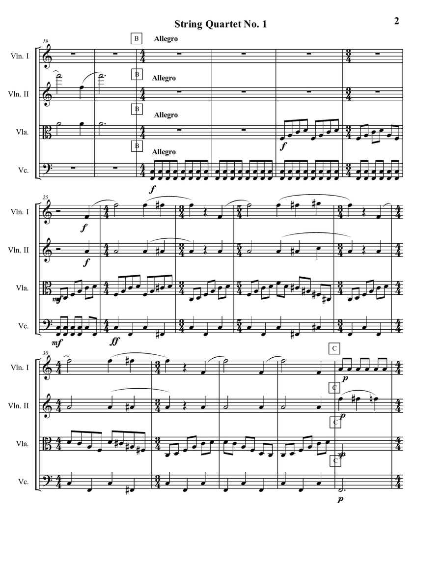 String Quartet No. 1 -- Score plus Parts String Quartet scores gallery preview page 3