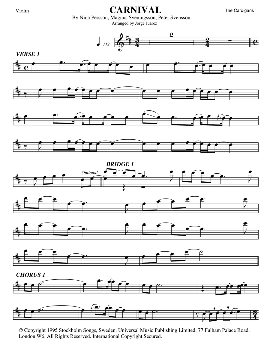 Carnival Violin Solo scores gallery preview page 1