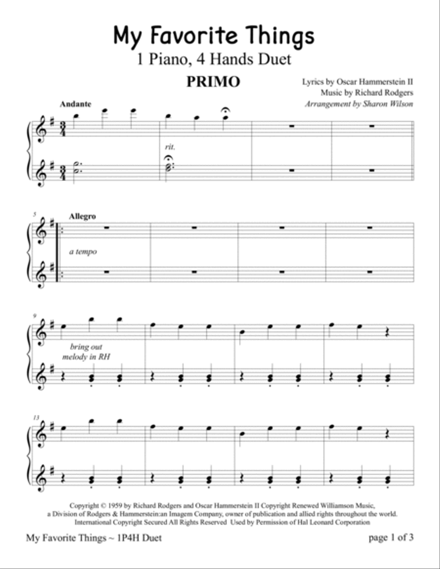 My Favorite Things 1 Piano, 4-Hands scores gallery preview page 3
