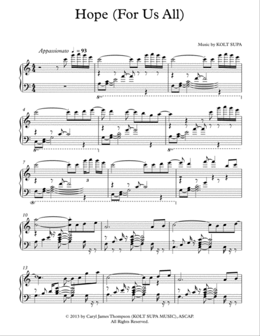 Hope (For Us All) Piano Solo scores gallery preview page 1
