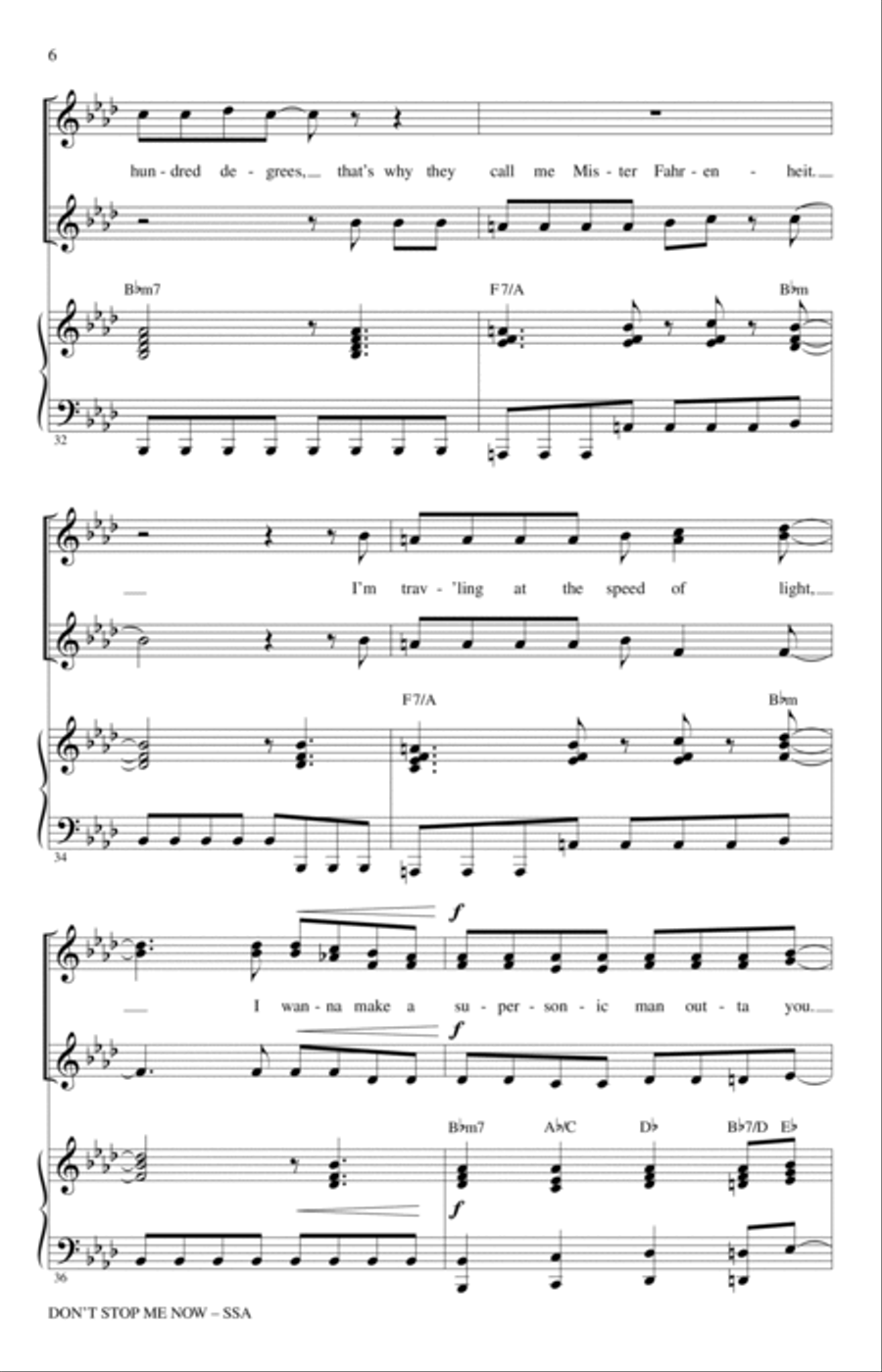 Don't Stop Me Now (arr. Mark Brymer) SSA scores gallery preview page 5