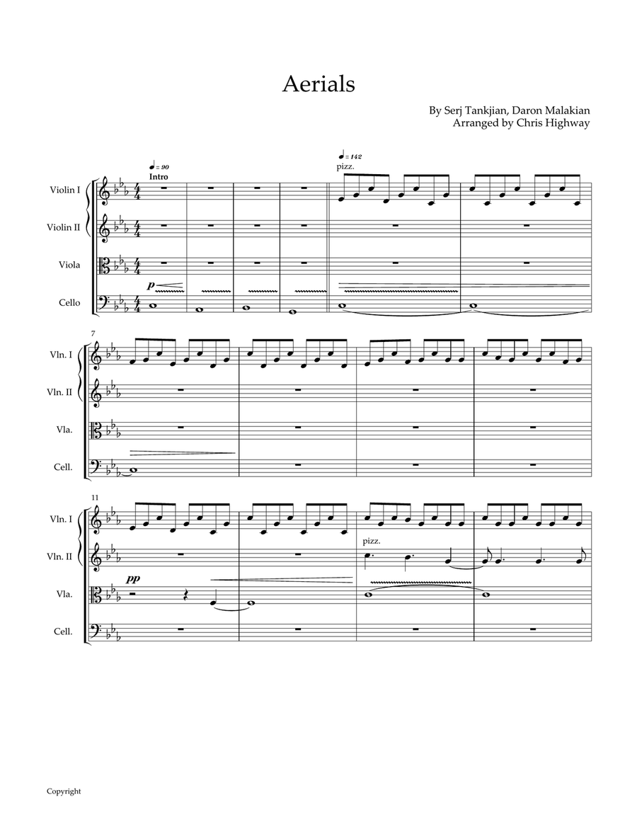 Aerials String Quartet scores gallery preview page 1