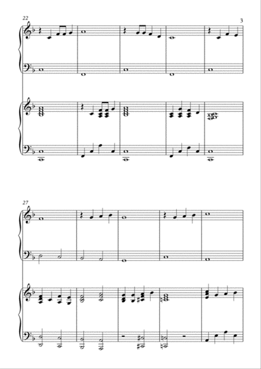 The Water is Wide - Beginner Keyboard - Intermediate piano 4 hands Easy Piano scores gallery preview page 3
