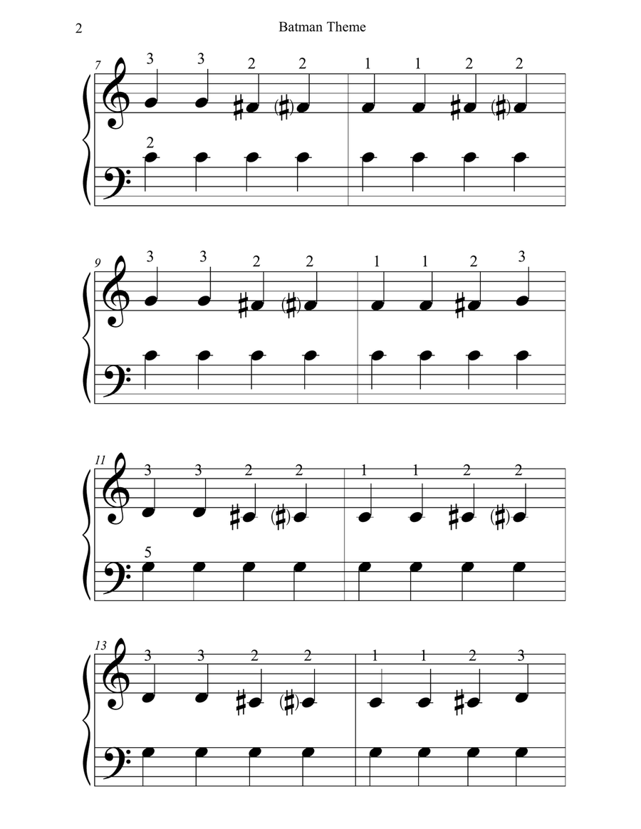 Batman Theme Easy Piano scores gallery preview page 2