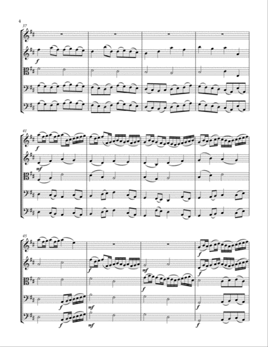 Pachelbel's Canon In D Wedding String Quintet-Orchestra String Quintet scores gallery preview page 4