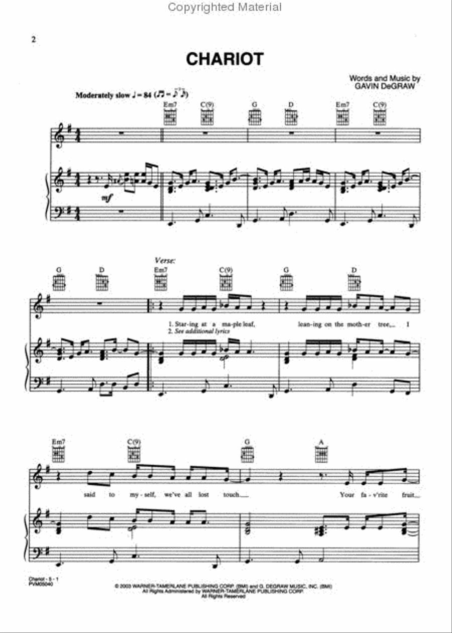Chariot Piano, Vocal, Guitar scores gallery preview page 2