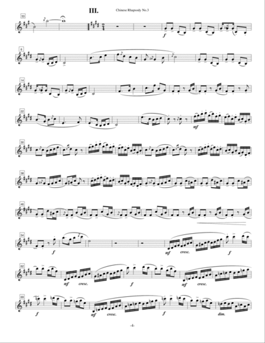 CHINESE RHAPSODY No.3 For Saxophone with various ensemble, Op.46(1988) [Solo part] Alto Saxophone scores gallery preview page 4