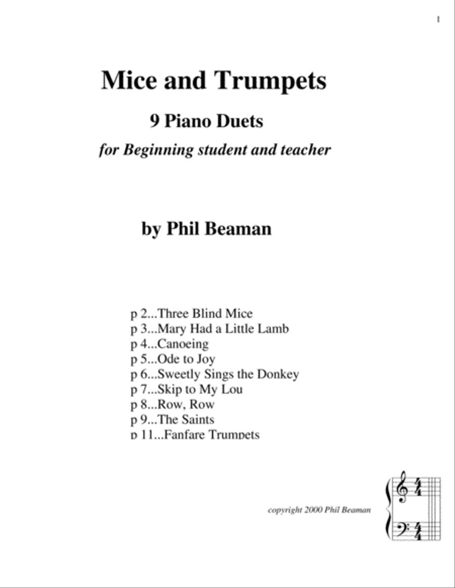 Mice and Trumpets: 9 Piano Duets Trumpet Duet scores gallery preview page 1