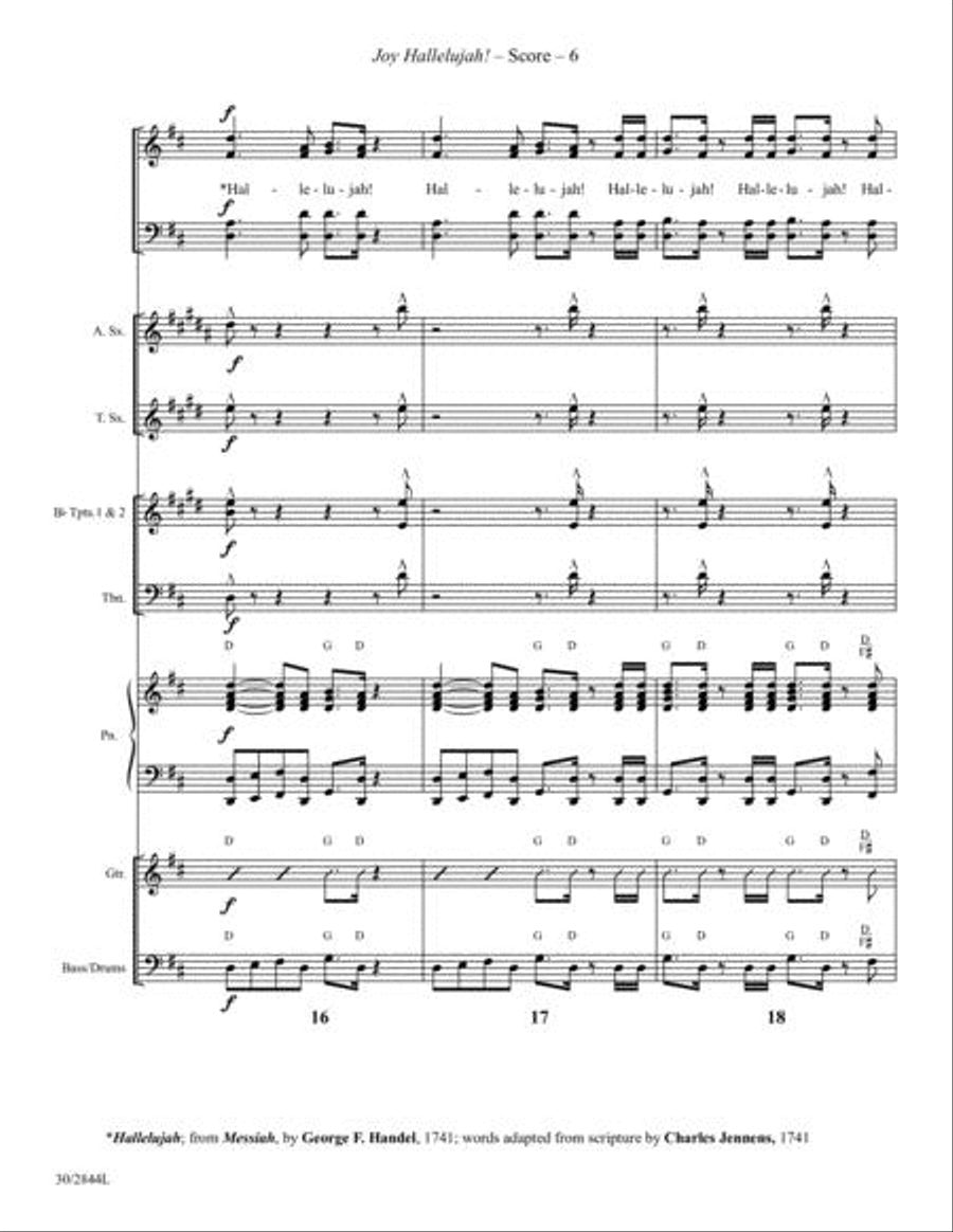 Joy Hallelujah! - Instrumental Ensemble Score and Parts