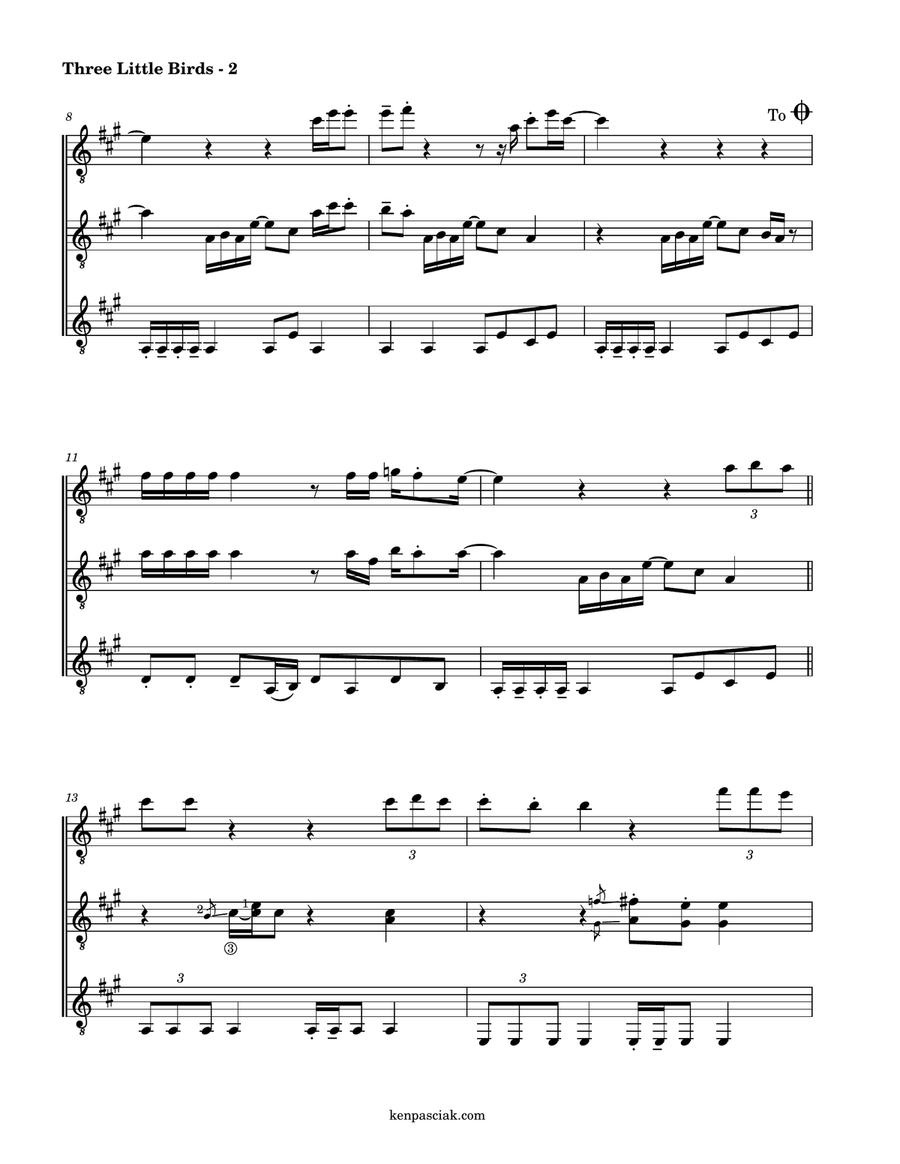 Three Little Birds Guitar Ensemble scores gallery preview page 4