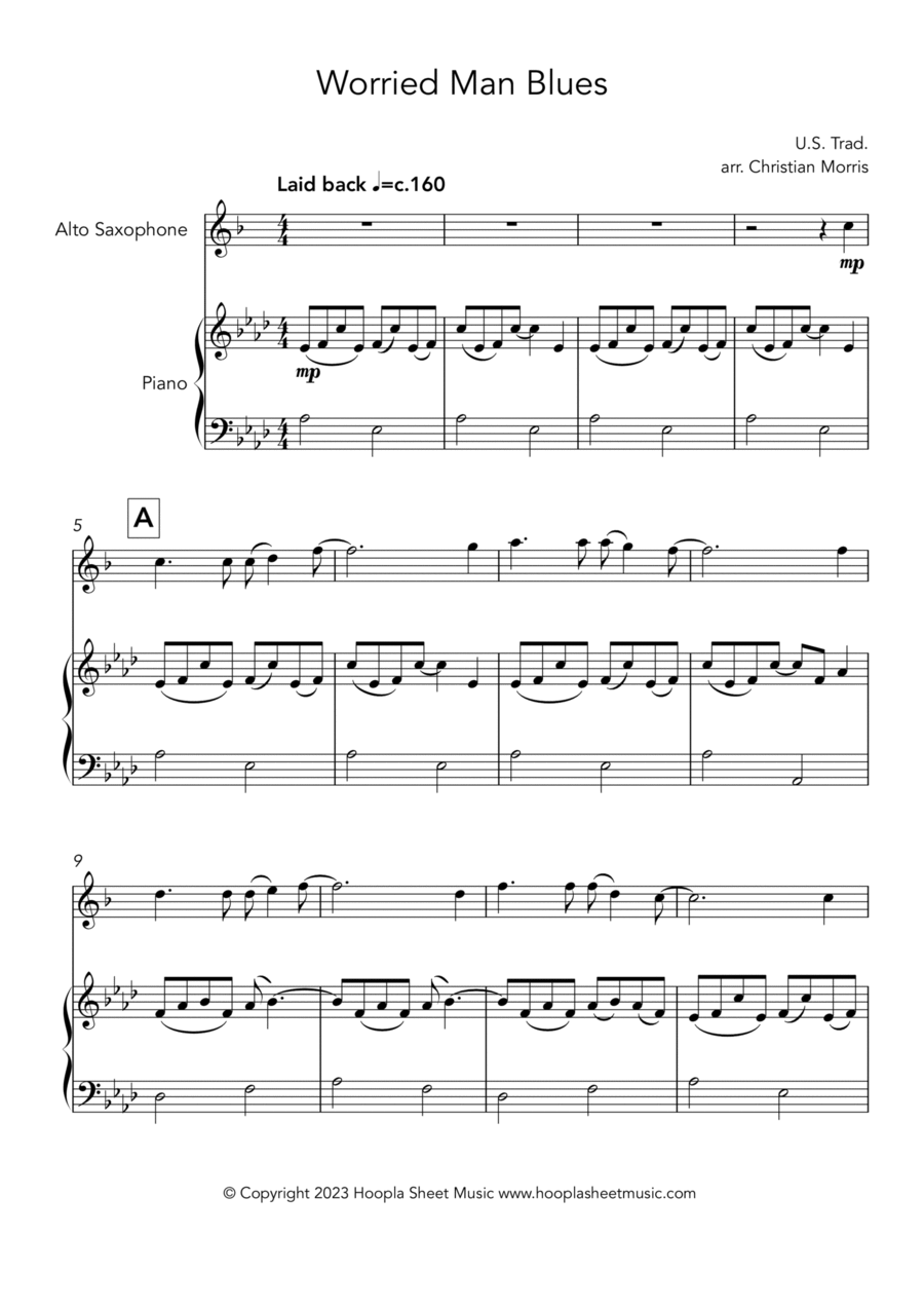 Worried Man Blues Worried Man Blues Alto Saxophone scores gallery preview page 1