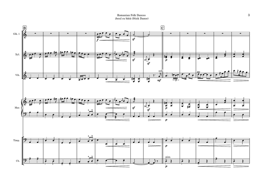 Romanian Folk Dances Romanian Folk Dances Percussion Ensemble scores gallery preview page 3