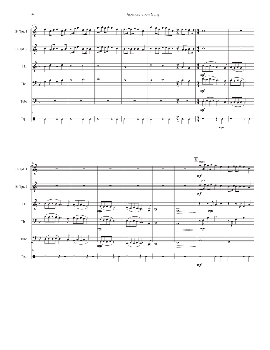 Japanese Snow Song Brass Quintet scores gallery preview page 4