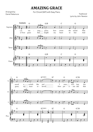 Amazing Grace (for Choral - SAT with Easy Piano