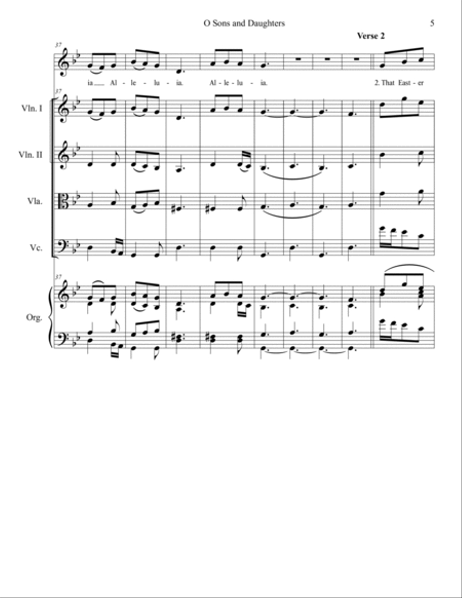 O Sons and Daughters (O filii et filiae) for String Quartet and Organ String Quartet scores gallery preview page 5