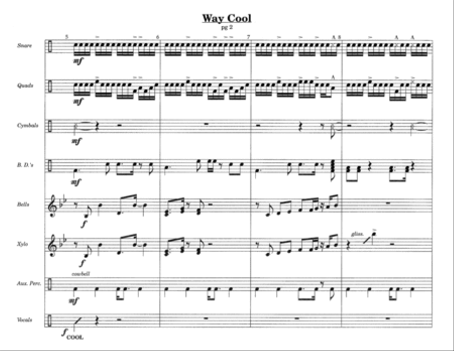 Way Cool w/Tutor Tracks Percussion Ensemble scores gallery preview page 4