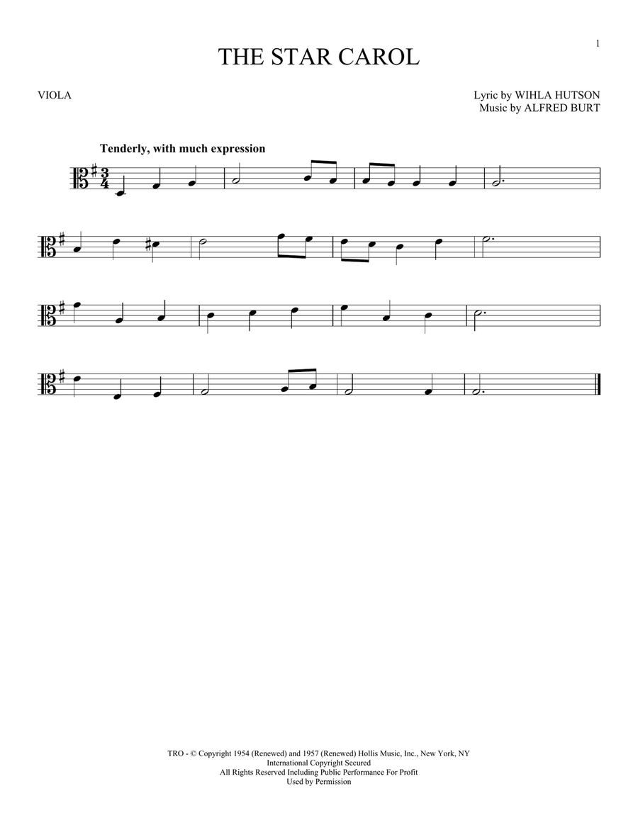 The Star Carol The Star Carol Viola Solo scores gallery preview page 1