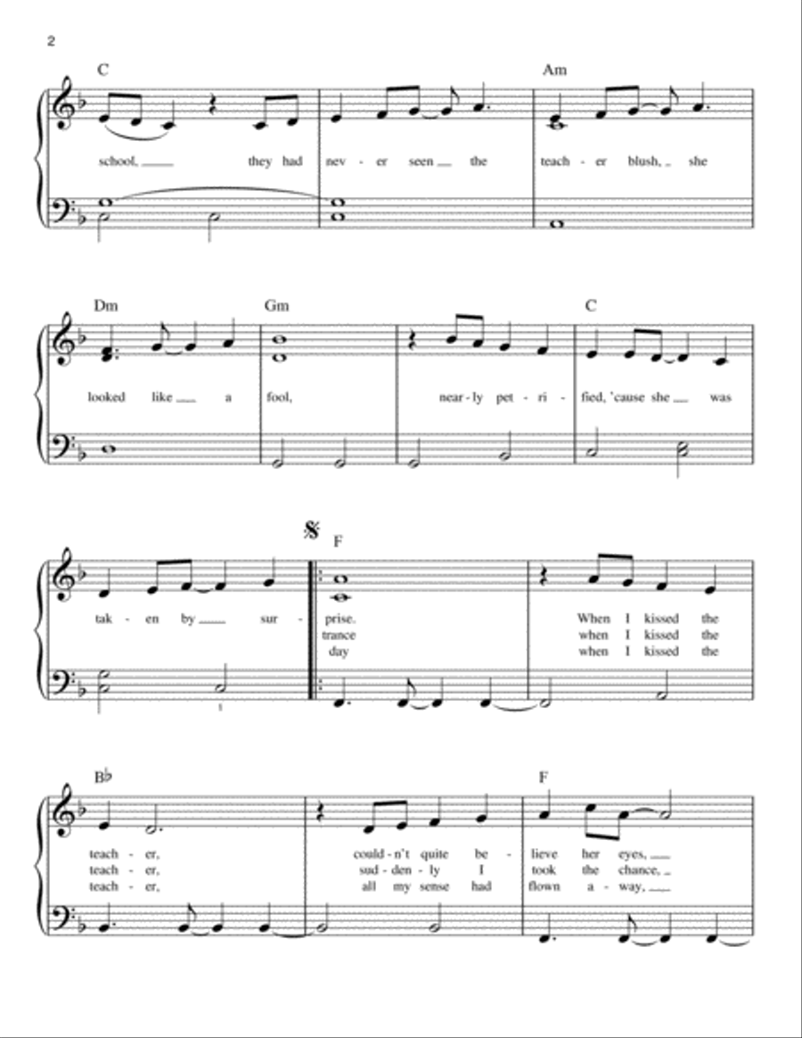 When I Kissed The Teacher (from Mamma Mia! Here We Go Again) Easy Piano scores gallery preview page 2