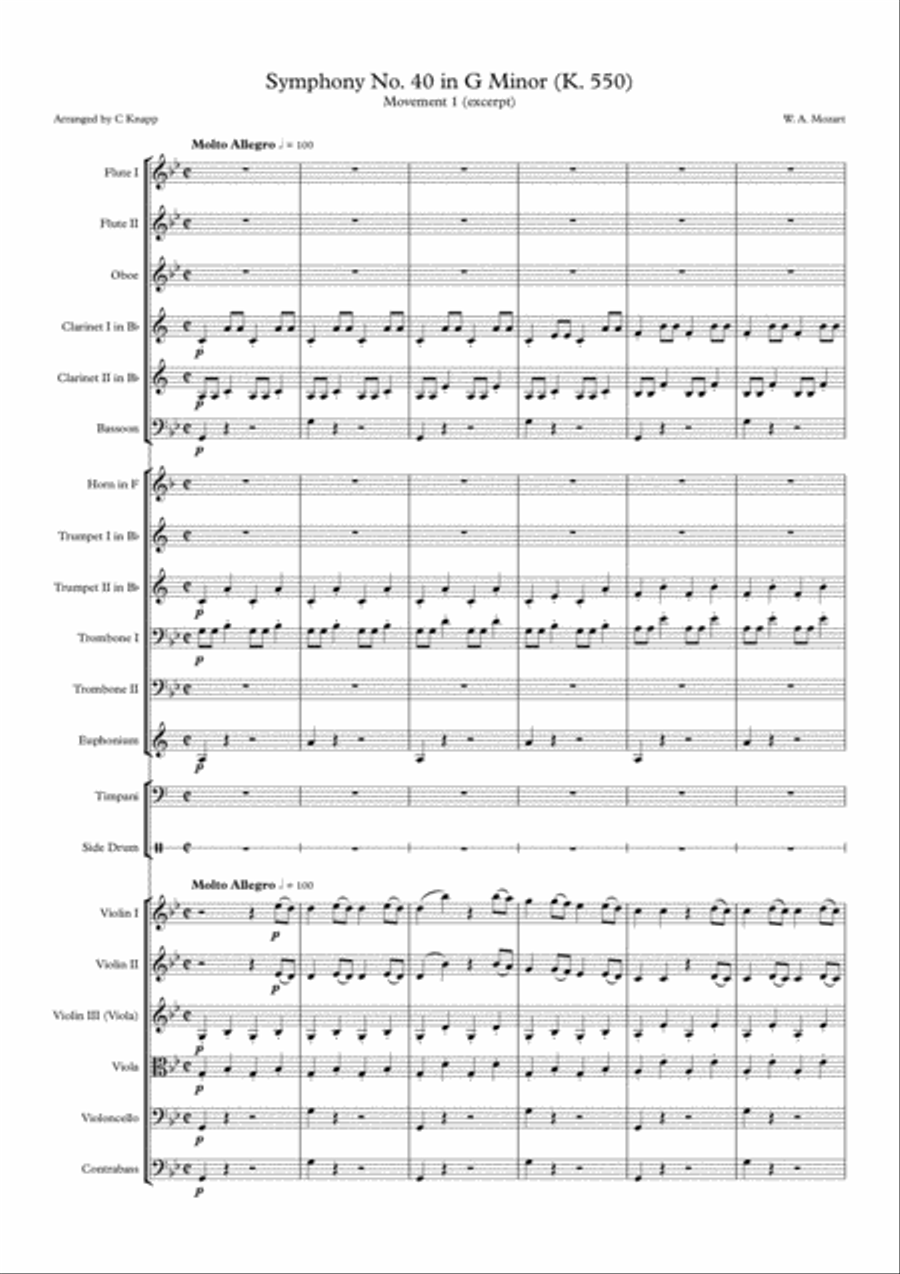 Symphony No. 40 in G Minor (abridged) Full Orchestra scores gallery preview page 1