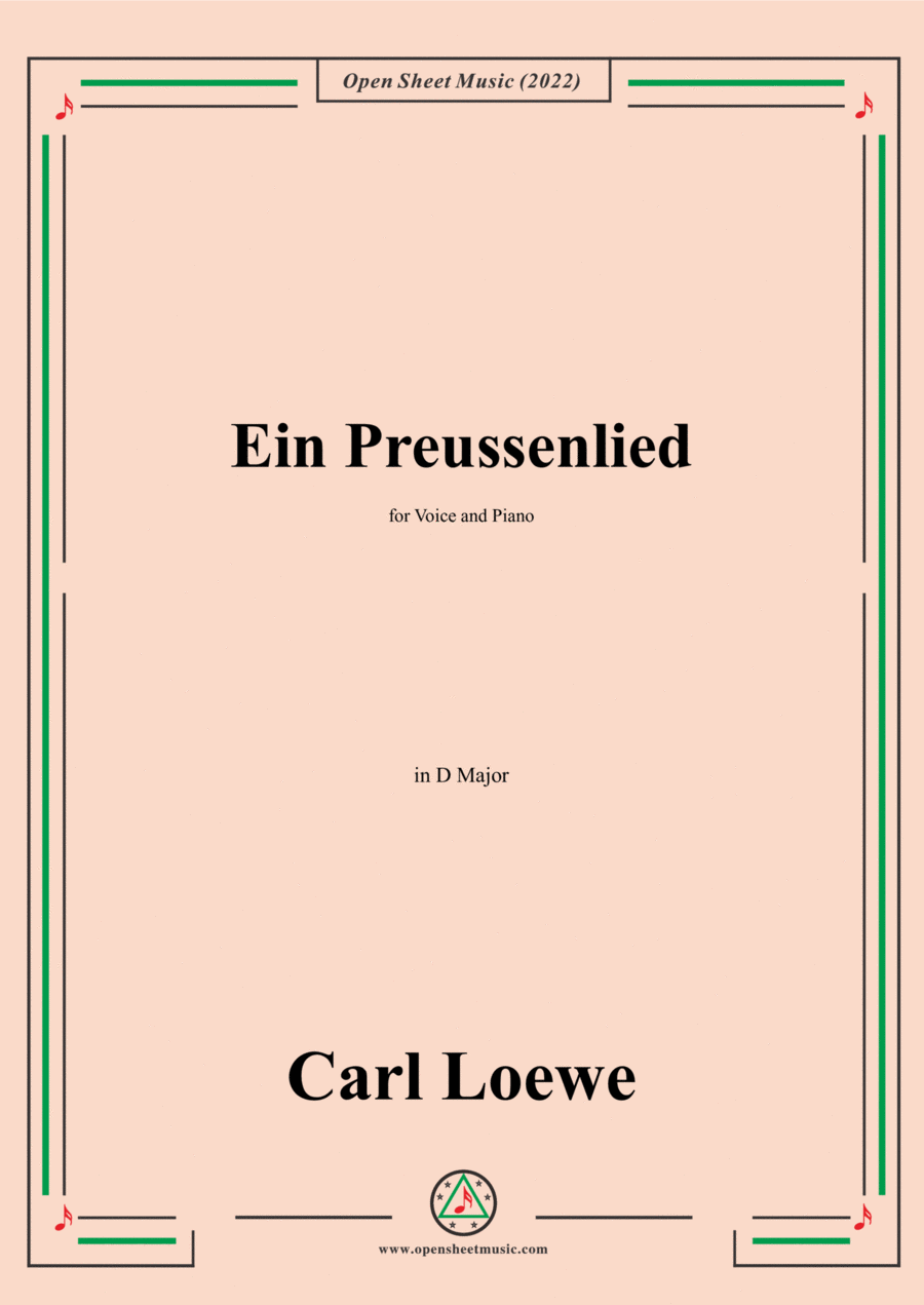 Loewe-Ein Preussenlied,in D Major,for Voice and Piano Voice Solo scores gallery preview page 1