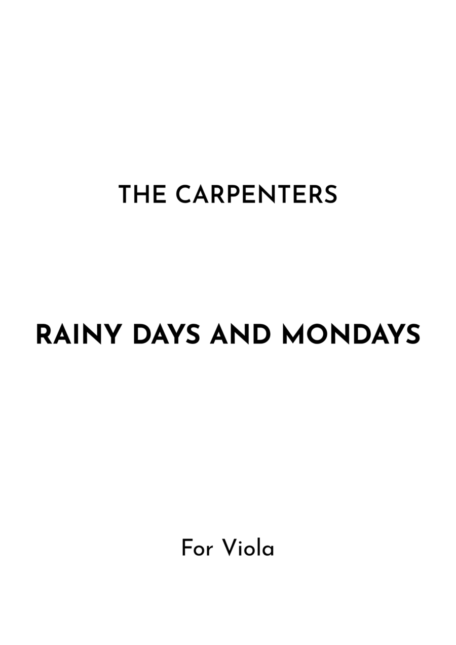 Rainy Days And Mondays Rainy Days And Mondays Viola Solo scores gallery preview page 1
