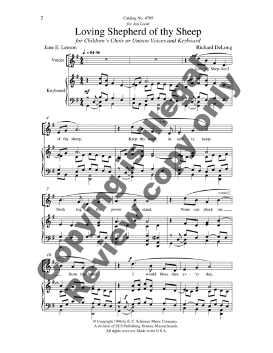 Loving Shepherd of Thy Sheep Unison Choir scores gallery preview page 4