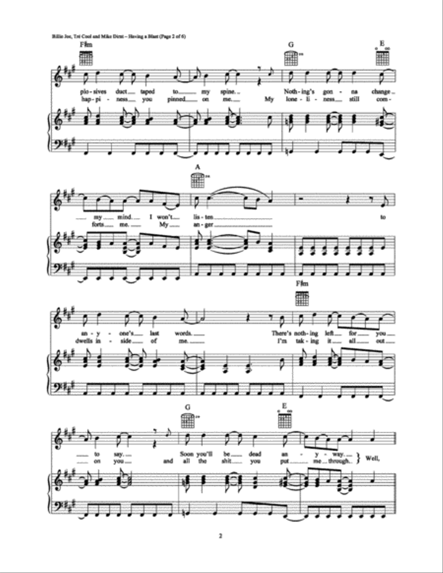 Having a Blast Having a Blast Piano, Vocal, Guitar scores gallery preview page 2