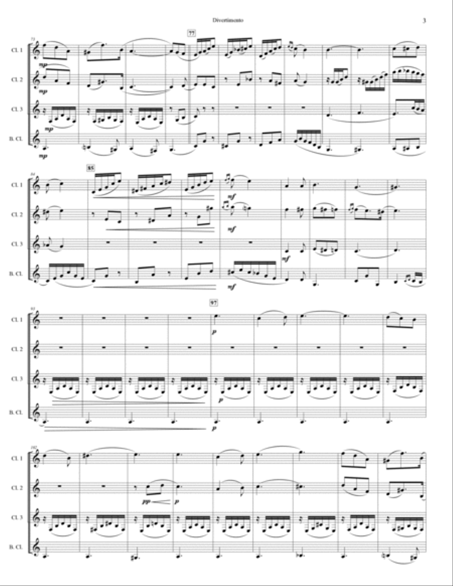 Divertimento for Clarinet Quartet Clarinet Quartet scores gallery preview page 4