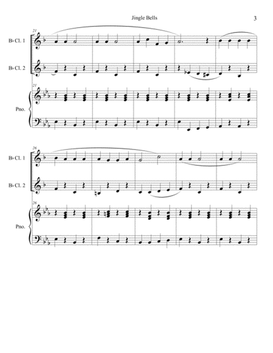 Jingle Bells (clarinet duet) with optional piano accompaniment image number null