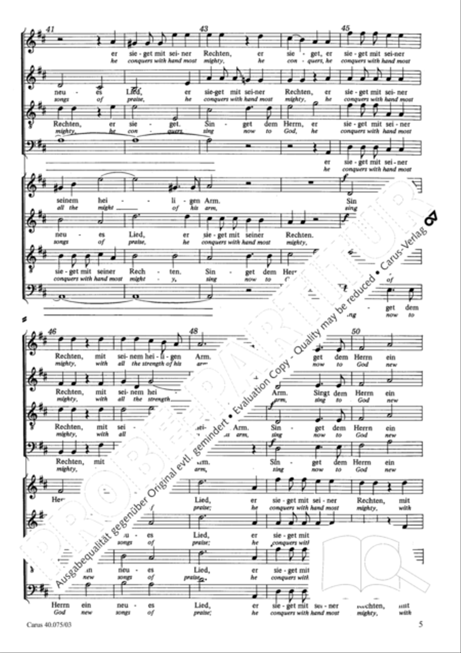 Psalm 98 (Der 98. Psalm) 4-Part scores gallery preview page 6