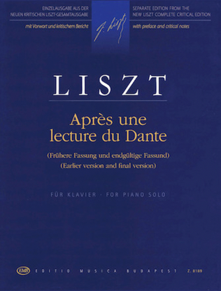Book cover for Après une Lecture de Dante from Années de pèlerinage