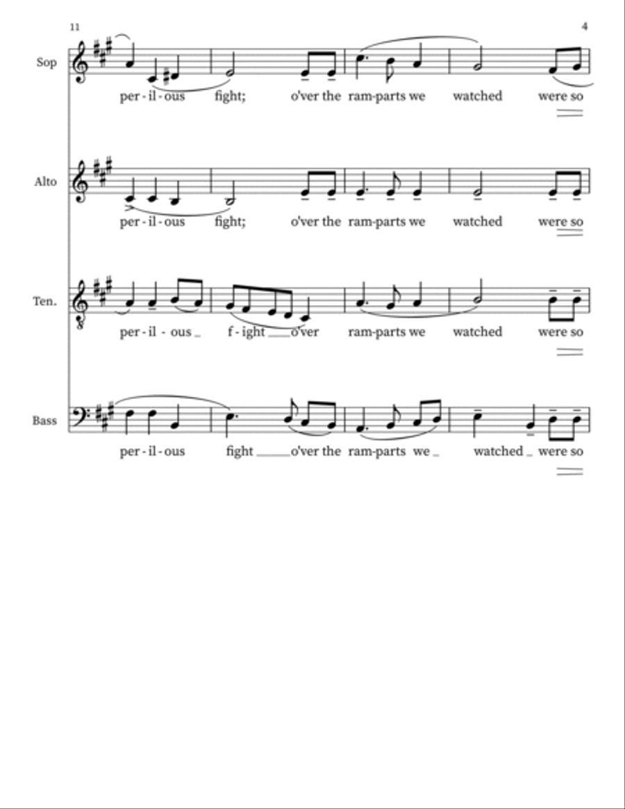 United states national anthem Piano, Vocal, Guitar scores gallery preview page 4