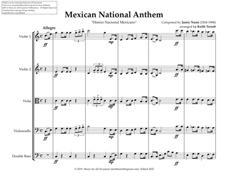 Mexican National Anthem for String Orchestra image number null