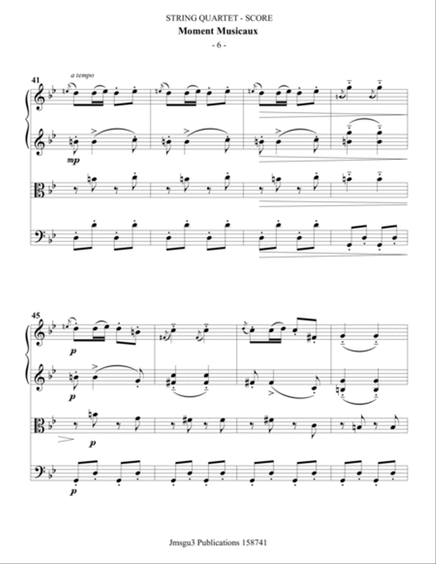 Schubert: Moment Musicaux for String Quartet String Quartet scores gallery preview page 6
