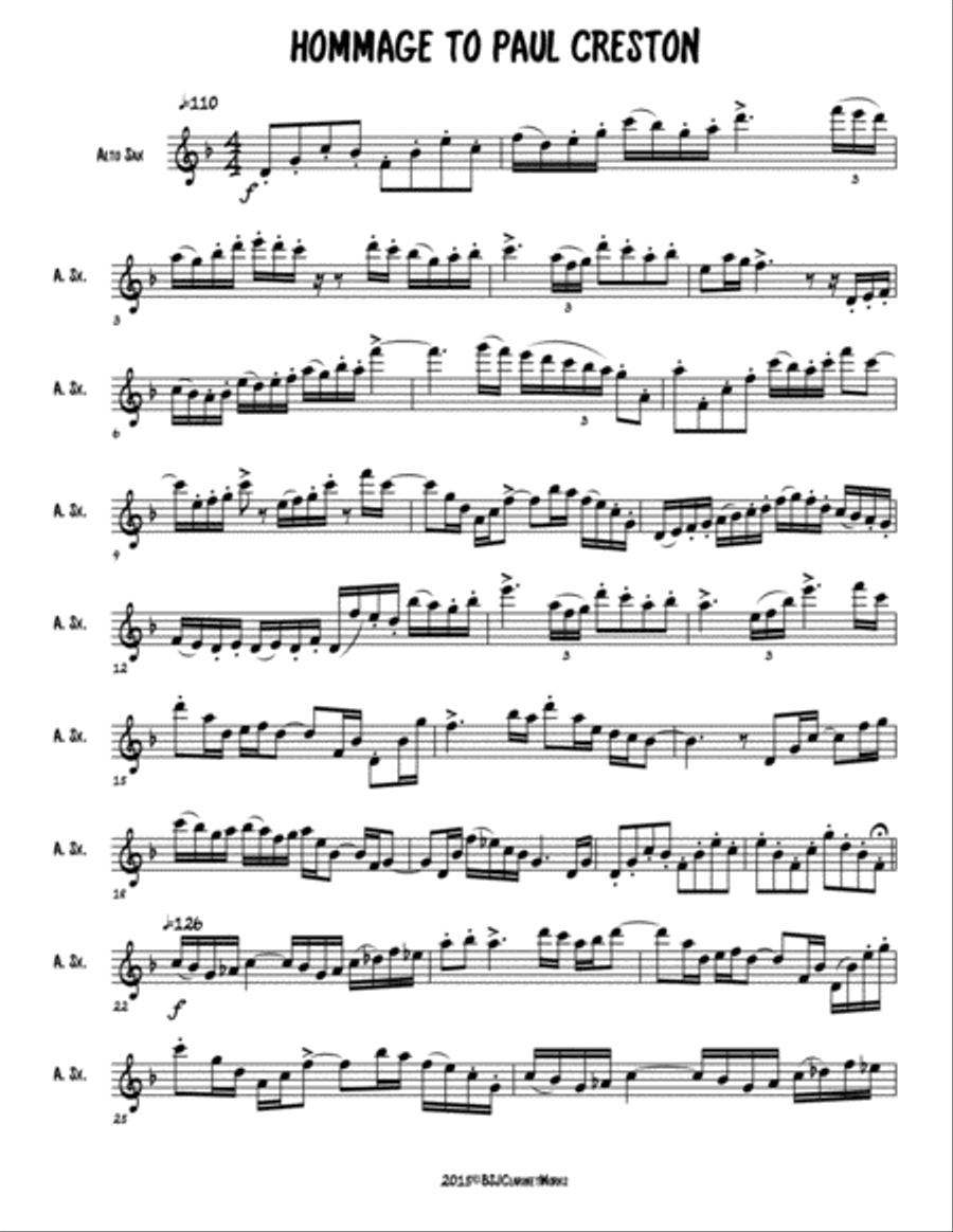 Hommage to Paul Creston Alto Saxophone scores gallery preview page 1