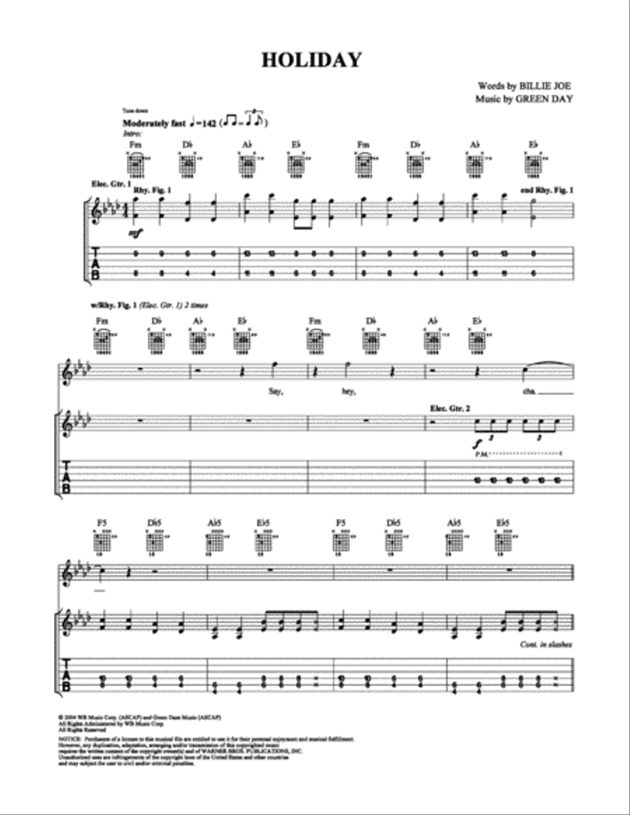 Holiday Electric Guitar scores gallery preview page 1