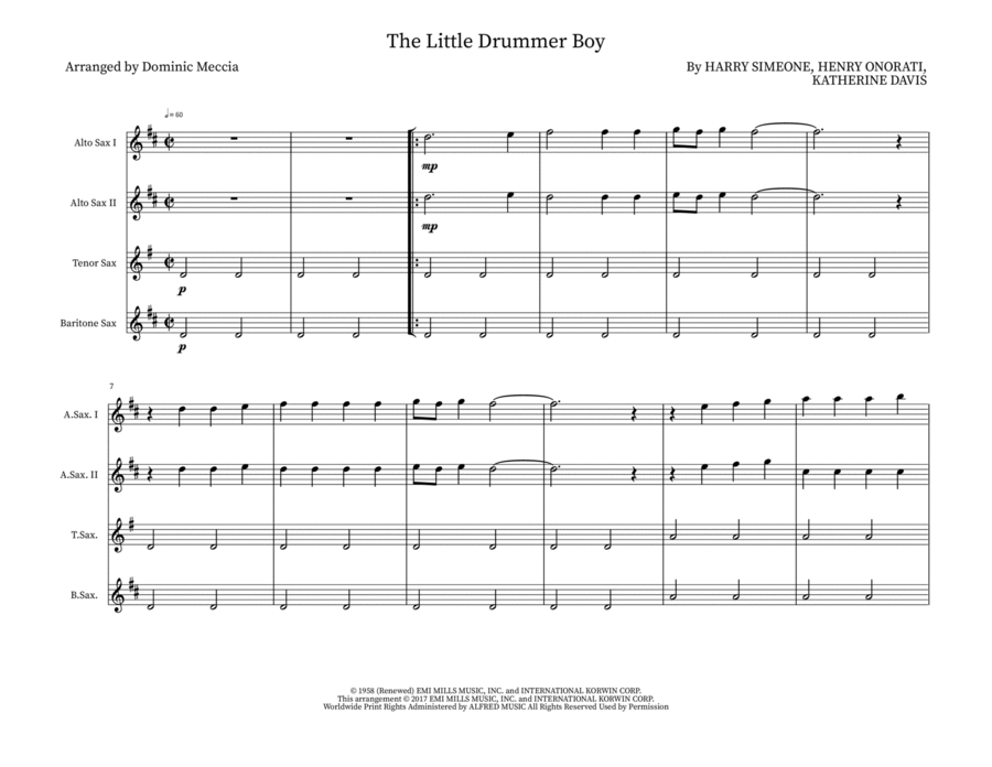 The Little Drummer Boy Small Ensemble scores gallery preview page 1
