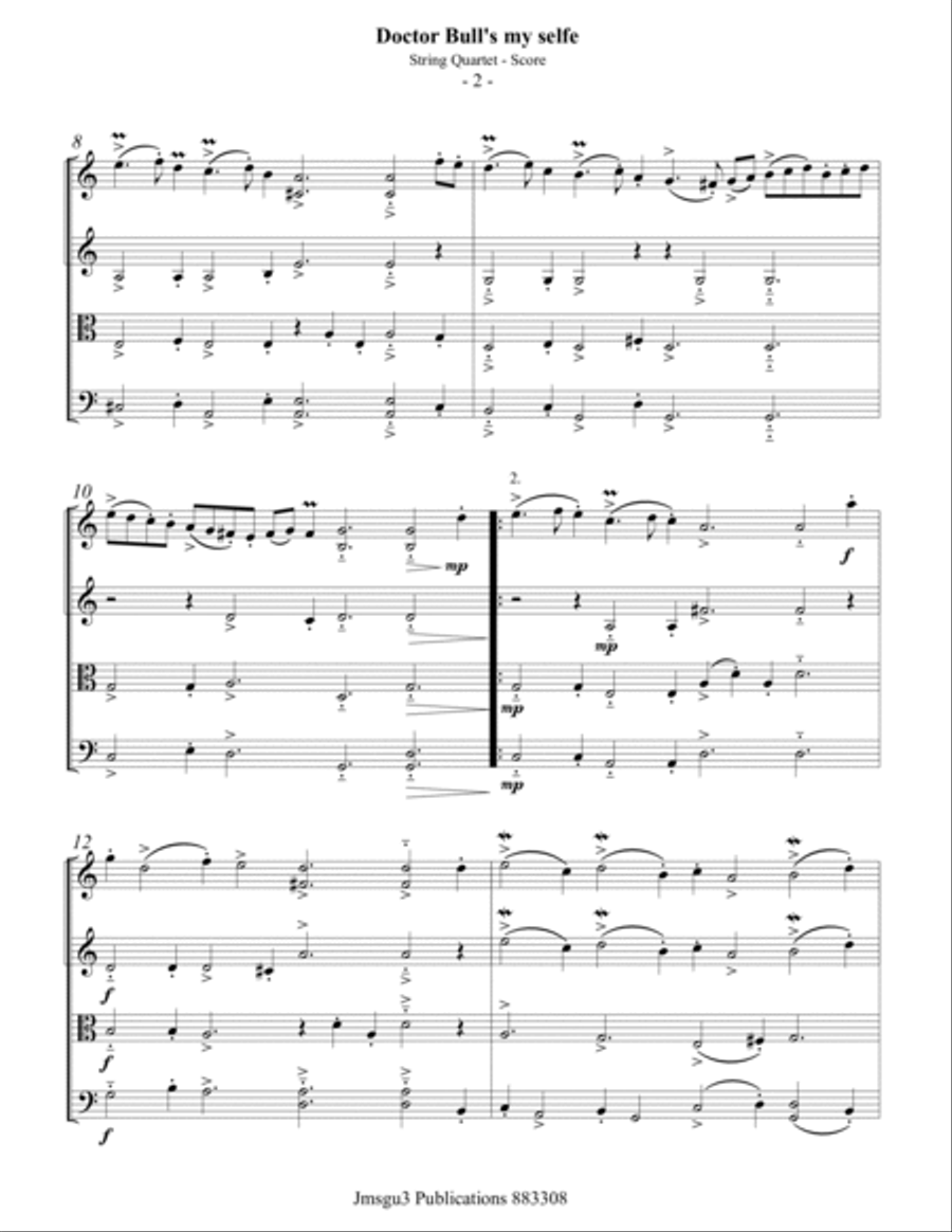 Bull: A Gigge - Doctor Bull's my selfe for String Quartet - Score Only String Quartet scores gallery preview page 2