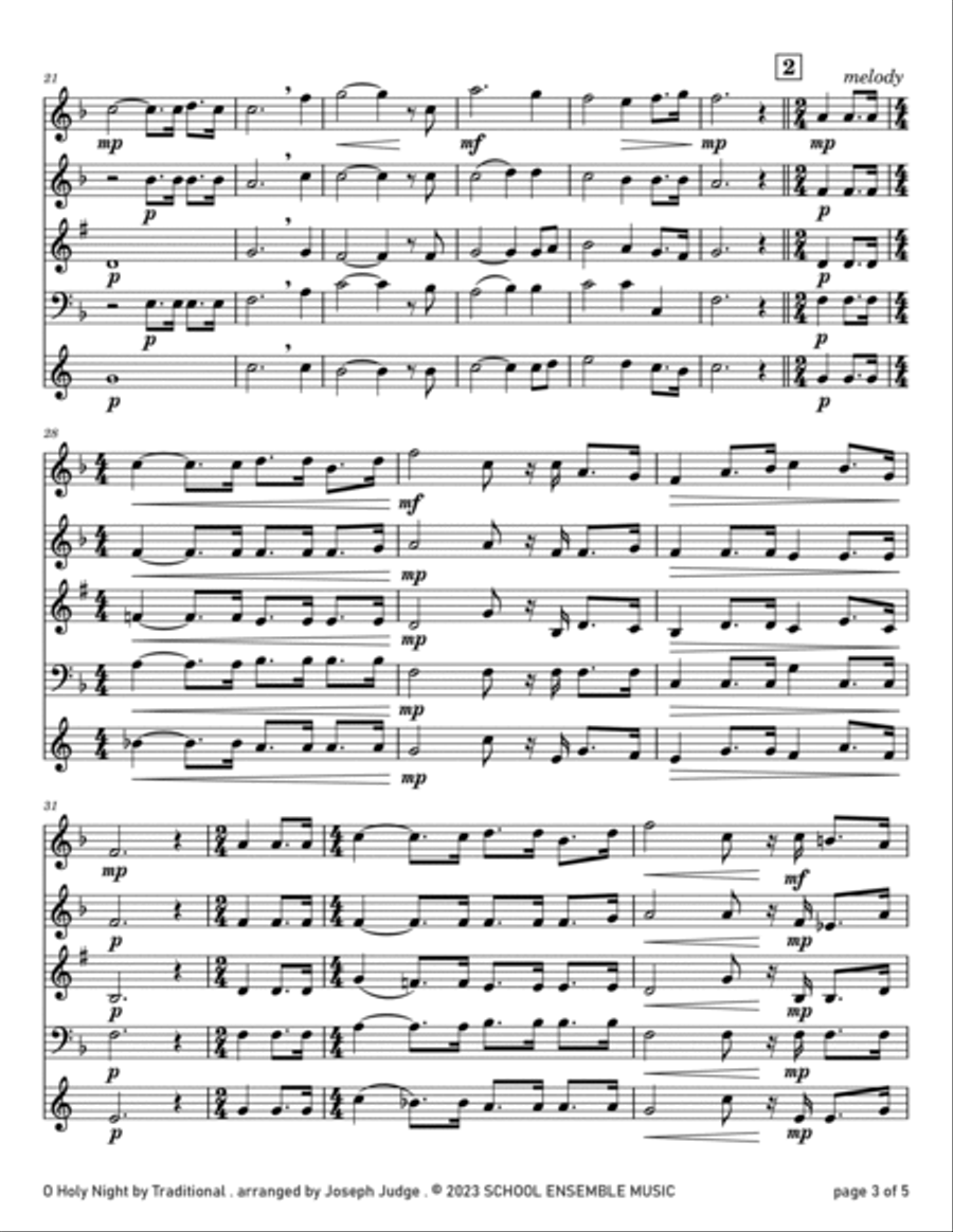 O Holy Night for Woodwind Quartet in Schools Woodwind Quartet scores gallery preview page 3